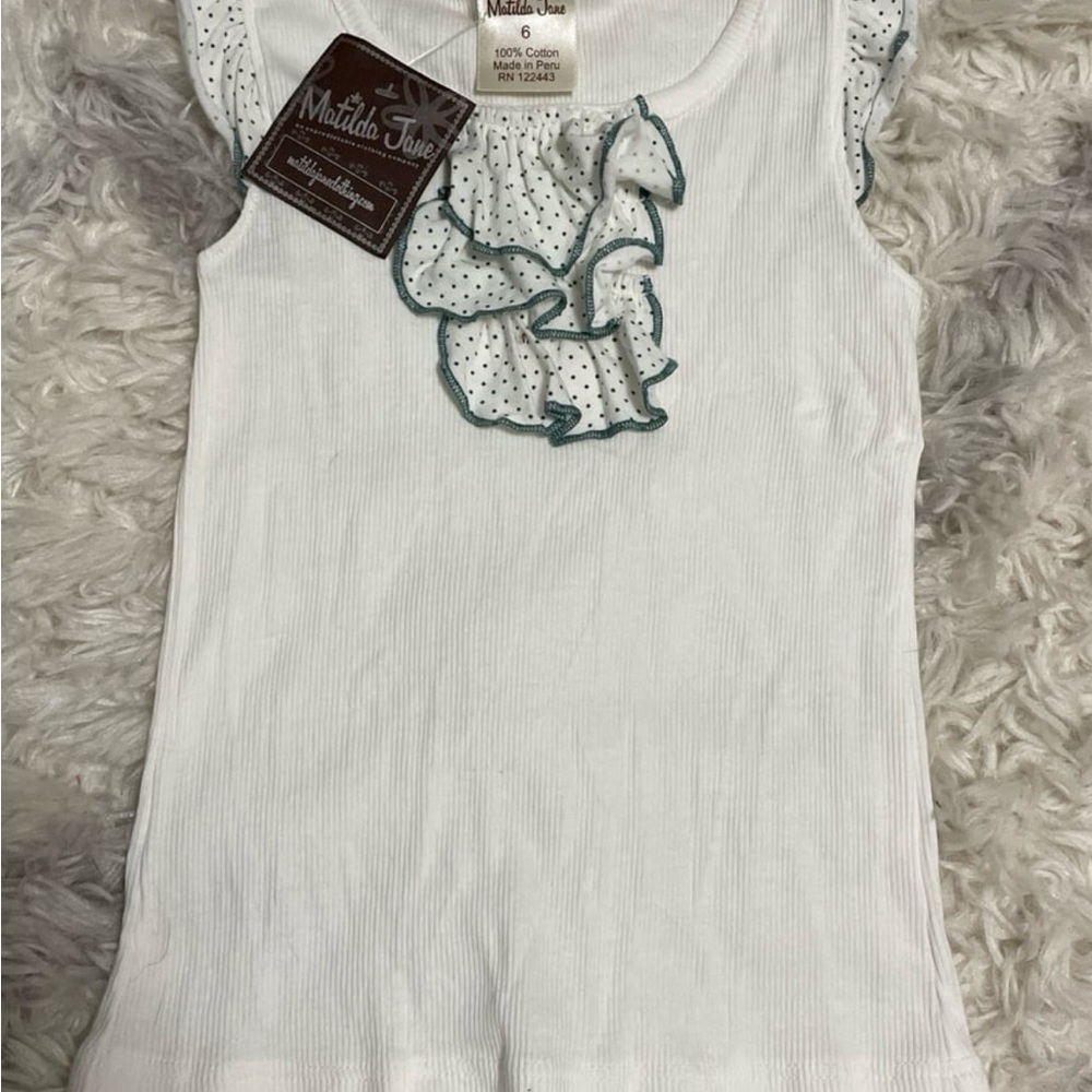 Matilda Jane White Tank Top Minimalist Design size 6 years NWT